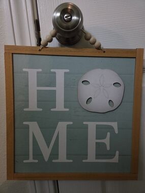 Coastal HOME Wall Sign - Light Aqua & White